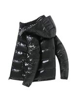 Thicken Down Jacket Men Casual Hood Shiny Warm Loose White D