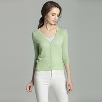 2019 New Korean Style Ice Silk Knitted Cardigan Womens Summer Thin Sunscreen Air Conditioning Shirt with Waistcoat Short Three-quarter Sleeves