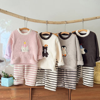 Donuts-honghong tia-children's winter half velvet home clothes set type a pajamas tz25873