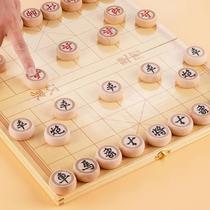 Chinese chess board set solid wood beech chess pieces high-end folding portable large chess childrens oak chess