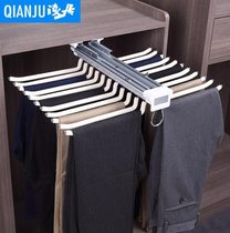 Trouser rack telescopic wardrobe home multi-functional top-mounted hanging trouser rack trouser drawer rack cabinet storage wardrobe hardware accessories
