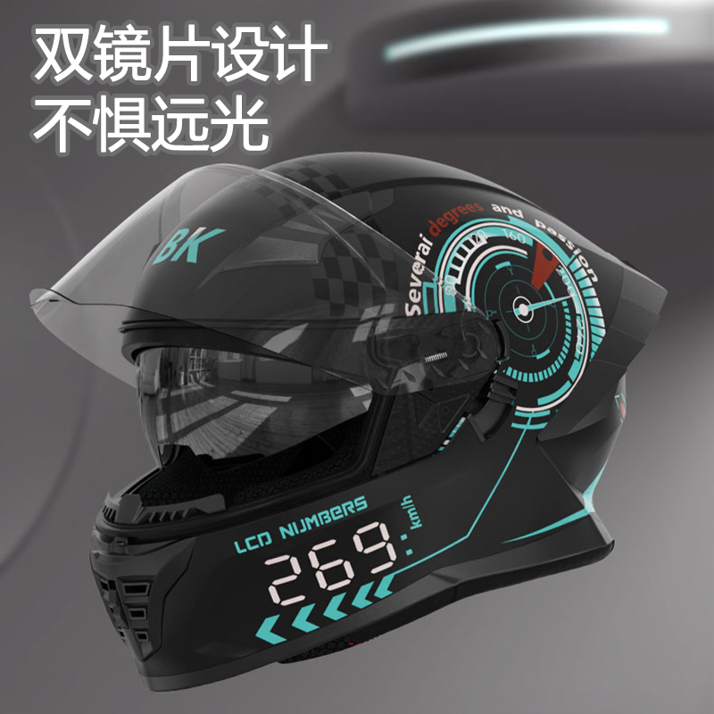 Bk Bokai Dual-Mirror 3C Certified American Dot Motorcycle Helmet for Men and Women, Autumn and Winter Track Motorcycle Full-Face Helmet Safety Helmet