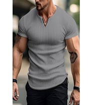 Summer 2024 New Mens Top Casual Sport Breathable V-Neck