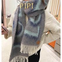 (Ga: 7777615) Sheep Japanese leather｜New leather color sea wool lettering scarf style shawl
