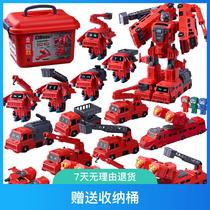 Early education magnetic childrens educational fire truck magnetic toys large magnetic building blocks magnetic assembly engineering vehicle