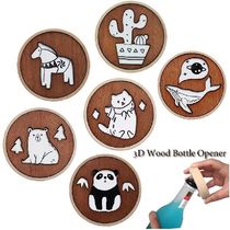 Creative Cartoon Wood Beer Bottle Opener Fridge Magnet 3D