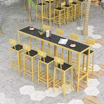 Outdoor leisure long tables and chairs commercial milk tea shop cafe tables and chairs simple home balcony long high and narrow tables and stools