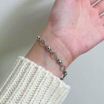 Yinruitai s925 sterling silver Korean love niche design personalized round beads cold style ins womens bracelet