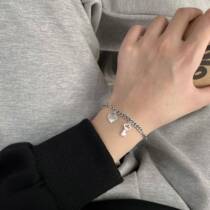 Japanese and Korean s925 sterling silver love bracelet female ins niche design Thai silver student cold style retro high-end sense