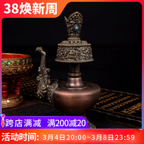 (Dazang Zen Decoration) Tibetan Ethnic Supplies Red Bronze Ancient Green Benba Pot Purification Kettle About 18cm high
