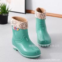 New all-season rain boots for women short-tube adult rain boots fashionable waterproof shoes for women non-slip mid-tube rubber shoes overshoes