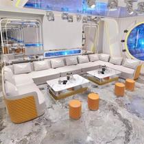 Customized KTV sofa commercial nightclub disco bar high-end light luxury bar bar box L U-shaped deck coffee table manufacturer