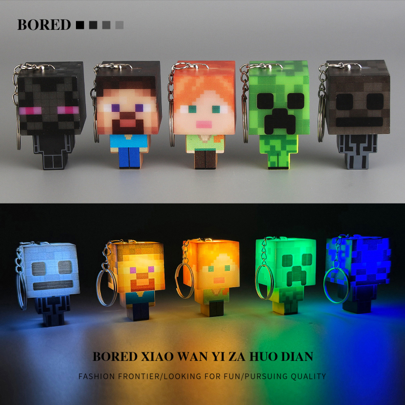 Bored! Minecraft Peripheral Toys, Glowing Pixel Figures, Night Lights, Keychains, Backpack Charms