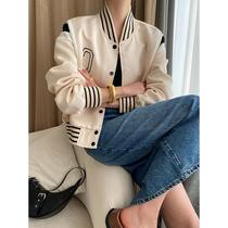 Sinan high-density mercerized satin contrasting color stitching American retro baseball uniform jacket 2024 spring SN3017