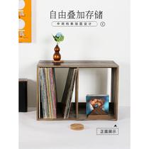 Solid wood vinyl record storage rack large capacity LP record collection box vinyl display cabinet desktop CD storage rack