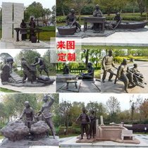 Fiberglass imitation copper figure sculpture folk culture wall farming figure landscape sketch ornaments cast copper figure sculpture