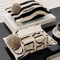 Modern simple literary tissue box for home living room car tissue box black and white checkered short plush fabric tissue box customized
