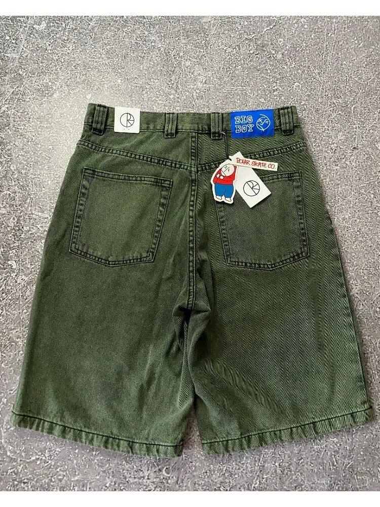 Езда штаны retro hip hop cartoon graphic streetwear denim shorts y2k