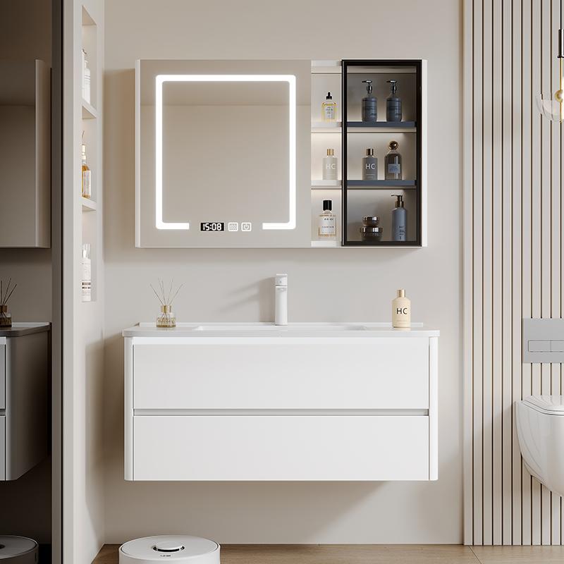 Modern Simple Stainless Steel Honeycomb Aluminum Filled Smart Combination Bathroom Cabinet Bathroom Ceramic Integrated Basin Washbasin