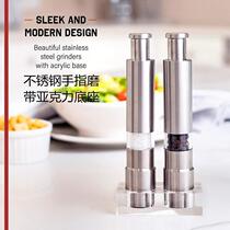 2024 new stainless steel finger grinder multi-purpose black pepper grinder finger grinder manual press stainless steel