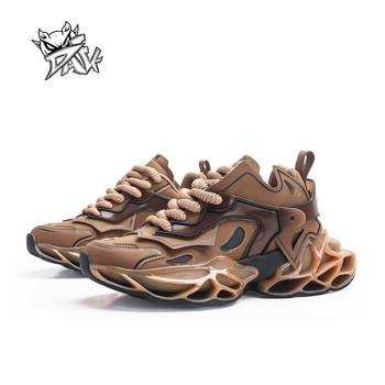 Dafk blade trendy luminous leisure sports non-slip heightening low-top dad shoes men's brown