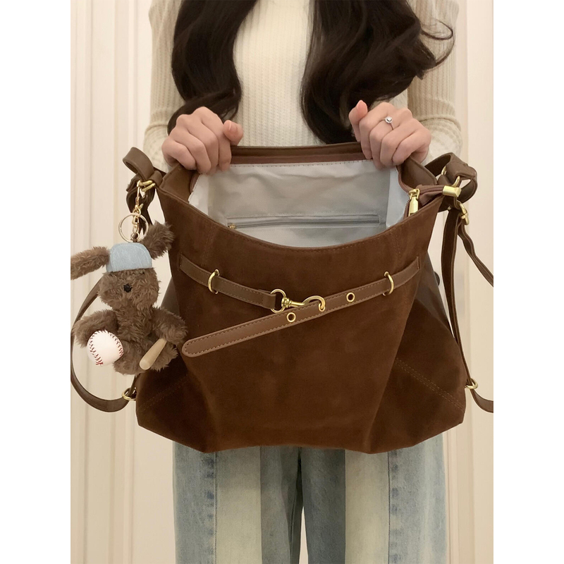 A Pack of Three Suede Backpacks for Women, 2026 New Autumn and Winter Large-Capacity Retro Commuter Crossbody Tote Bag A Pack of Three Suede Backpacks for Women, 2026 New Autumn and Winter Large-Capacity Retro Commuter Crossbody Tote Bag