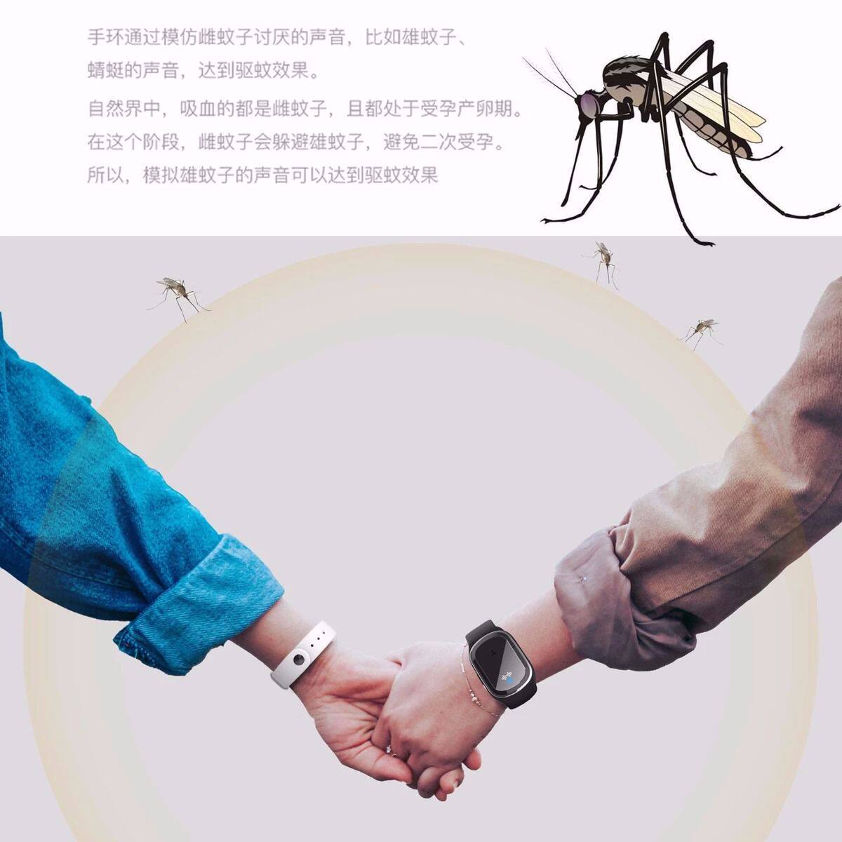 Репелленты 移动驱蚊器室内无毒幼儿成人版随身携带户外超音波防蚊虫手环手表 OTHER