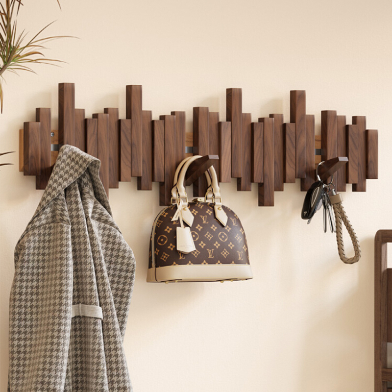 Piano Key Coat Rack Wall-Mounted Entryway Hook Wooden Creative Door-Back Coat Rack