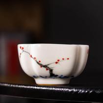 High-end hand-painted Bai Ru kiln master cup single cup handmade ceramic split ice crack glaze tea cup personal tea cup tea cup