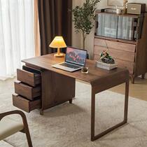 High-end new North American black walnut desk Nordic light luxury simple computer desk Japanese desk solid wood home book