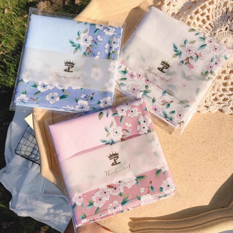 Handkerchief Pure Cotton Small Square Handkerchief Women's Portable Japanese Style Wedding All-Cotton Old-Fashioned Traditional Sweat-Absorbing Square Towel Handkerchief