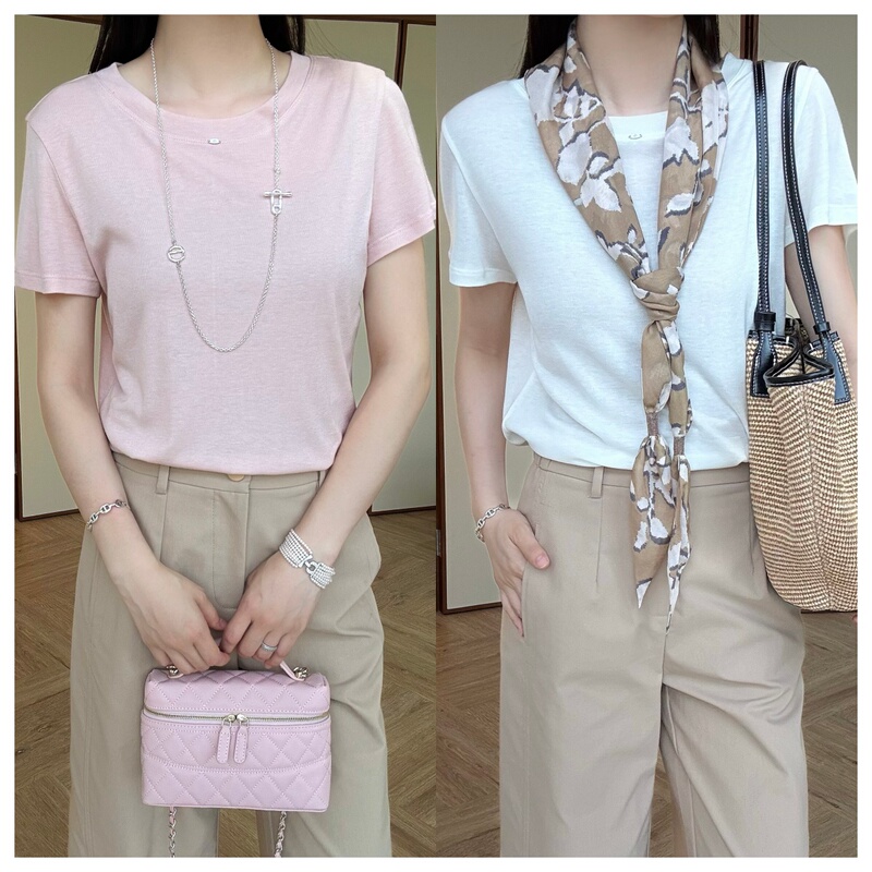 Lesamis·「Summer Oxygen T」Mulberry Silk Cool and Versatile Round Neck T-Shirt B522002027
