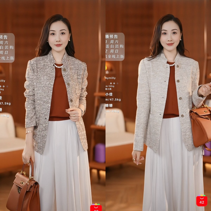 Lesamis·「Time Capsule」Luxury Line·Old Money Mulberry Silk Wool Fine Shimmer Blazer 2668