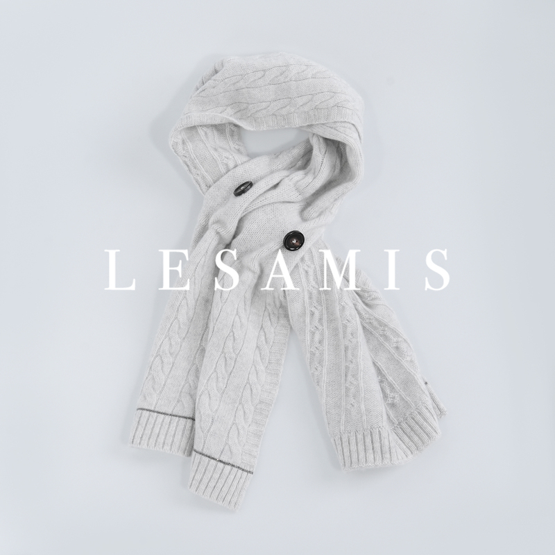 Lesamis "First Snow" Top Luxury Line·100% Cashmere Old Money Style Winter Knitted Scarf A762003275 Lesamis "First Snow" Top Luxury Line·100% Cashmere Old Money Style Winter Knitted Scarf A762003275