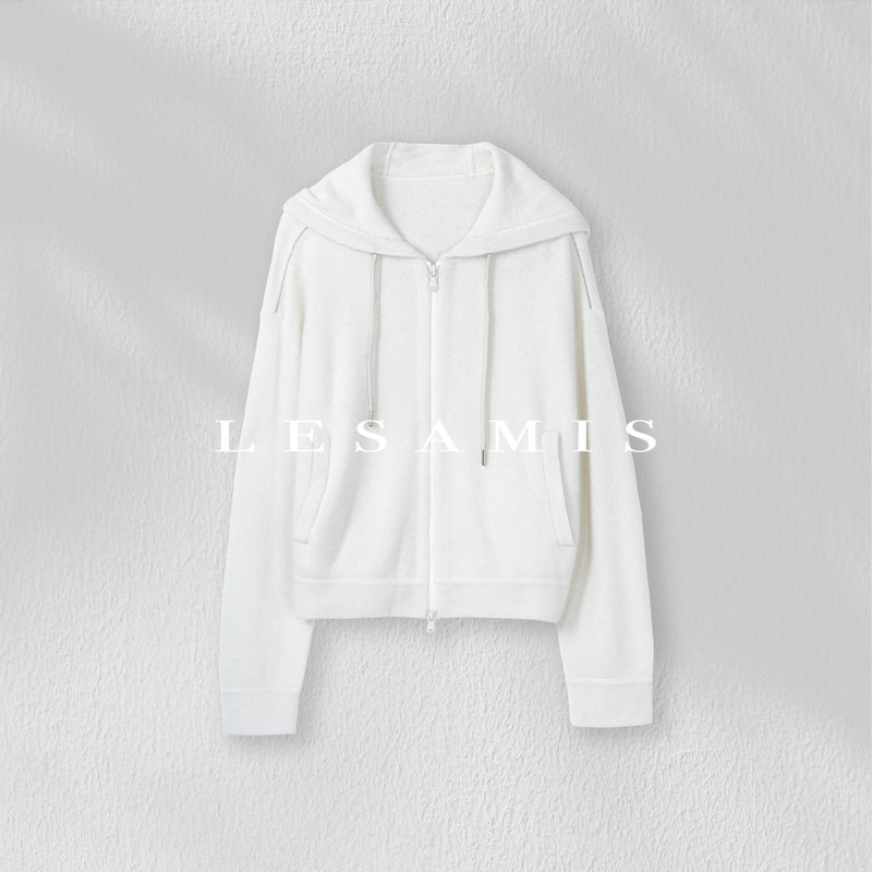 Lesamis "Baiyun Zhijian" Top Luxury Line·Bc Style 100% Wool Autumn and Winter Hooded Knitted Jacket 03380