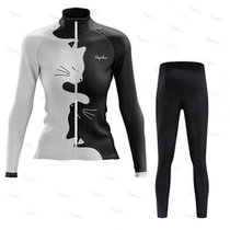 Lampada long-sleeved cycling suit for women 24 years new cartoon cat mens and womens road bike breathable cycling long suit