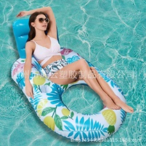 Inflatable water luminous floating bed swimming pool adult backrest lounge chair seat ring with light floating bed swimming ring star same style