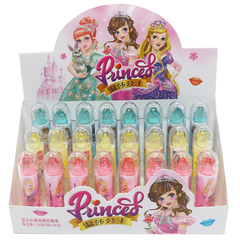 Princess Windsor Glitter Lipstick Candy Strawberry Flavor Fruit Flavor Lipstick Lipstick-Shaped Children's Toy Candy