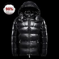 90% White Duck Down Down Jacket with Black Glossy Face for M