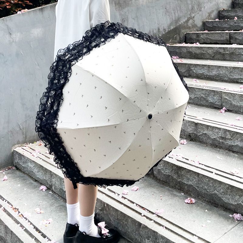 Deep Arch-Shaped Sun Umbrella, Uv Protection Mushroom Umbrella, Dual-Use for Sun and Rain, Sunshade, Cute Lace Princess Student Umbrella