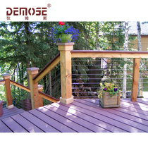 Building stairs white painted steel plate column railings slope steel cable guardrails stair railings