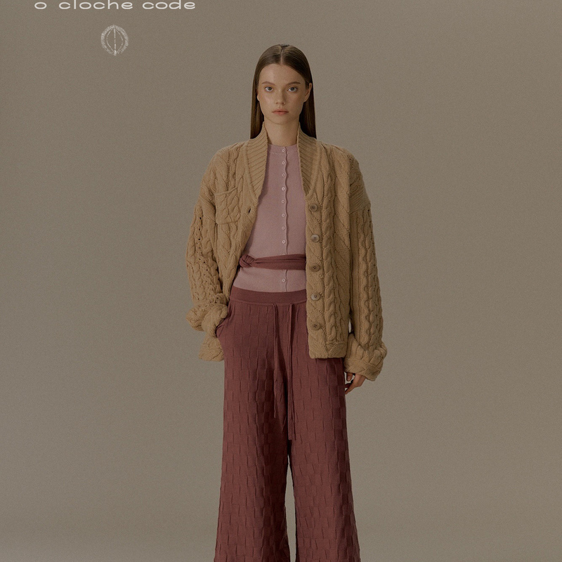 [Same Style as Li Landi] O Cloche Code_ Chunky Cable Knit Sweater_100% Merino Wool
