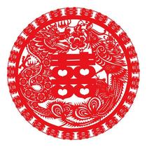 Wedding dragon and phoenix happy characters velvet hollow window decoration traditional wedding room decoration large paper-cut happy characters wedding dragon and phoenix presenting auspiciousness