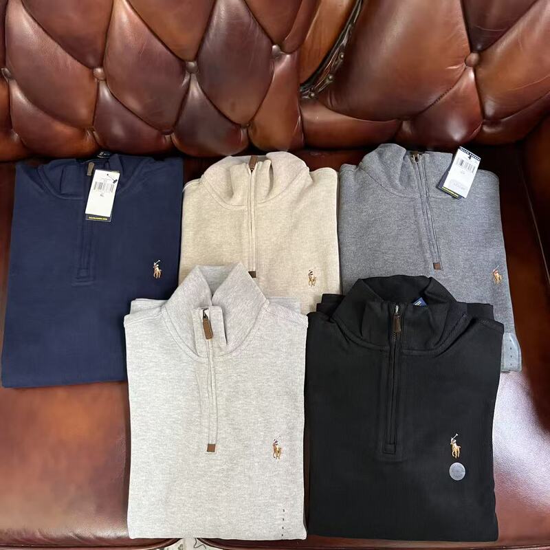 National Brand Polo Ralph Lauren/Ralph Lauren Men's Colorful Horse Logo Half-Zip Stand Collar Long-Sleeve Sweatshirt
