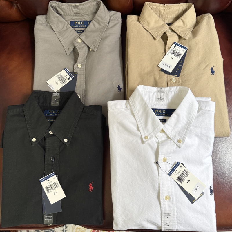 In Stock Polo Ralph Lauren/Ralph Lauren Men's Oxford Shirt Long-Sleeve Shirt White Gray
