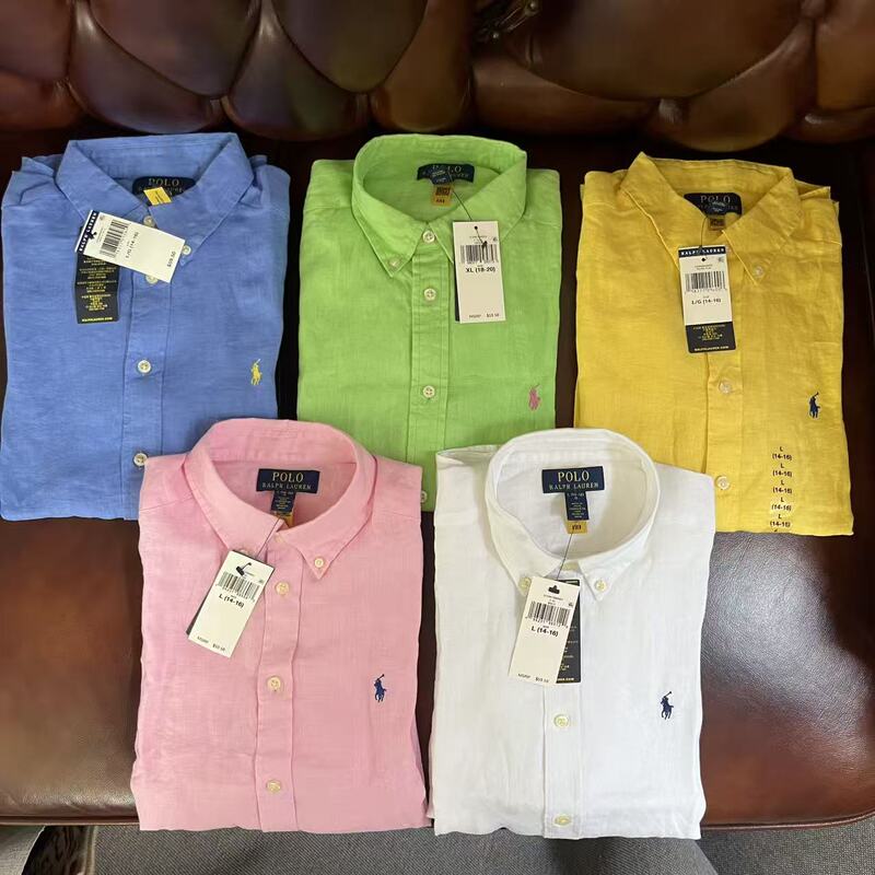 Authentic In-Stock Polo Ralph Lauren Boys' Long-Sleeve Linen Shirt with Classic Pony Logo