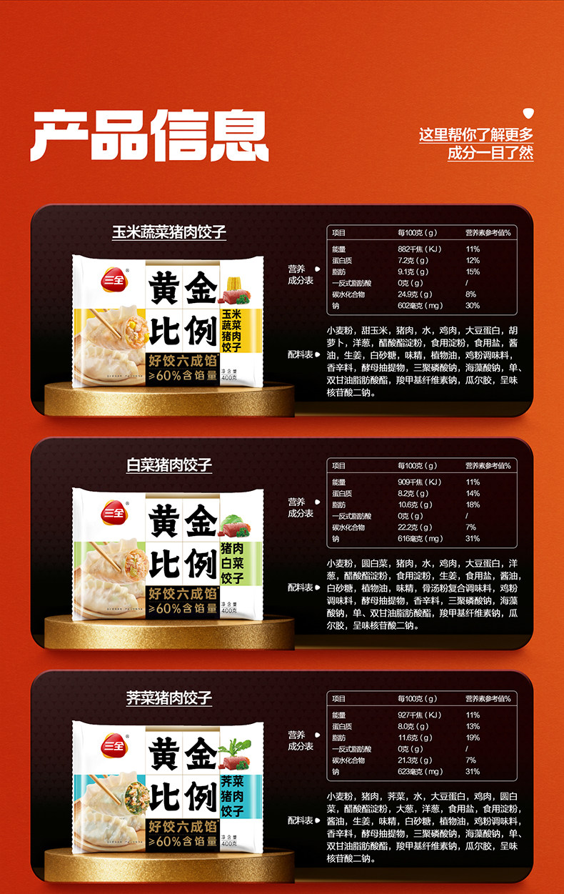 安享好物 安享D级饺子-三全黄金比例 芥菜 猪肉水饺 国标 