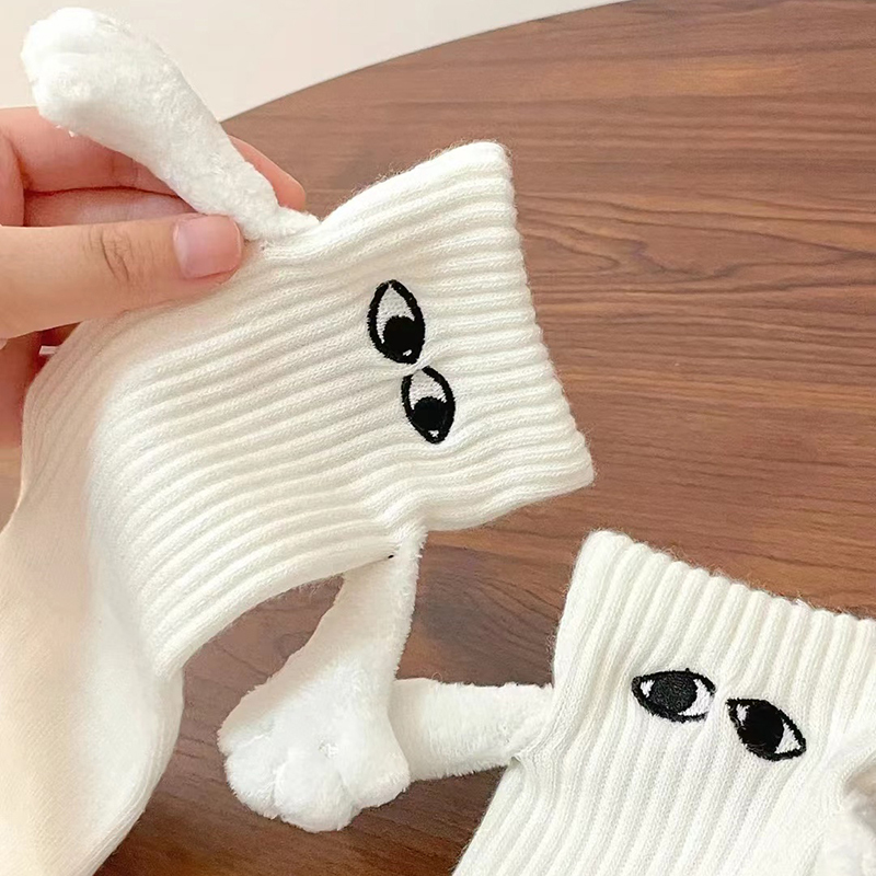 Couple Socks for Women, Magnetic, Cute, Hand-Holding, Magnetically Attached, Summer Thin Style, Japanese Style, Short Socks, Mid-Calf Length