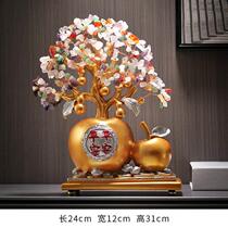 High-end new Chinese-style living room entrance TV wine cabinet decorations Ping An Apple crystal tree housewarming gift