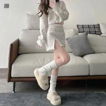 Socks piles of cold-proof socks vertical stripes for girls Japanese hot girls calves knitted versatile legs autumn and winter warm jkins